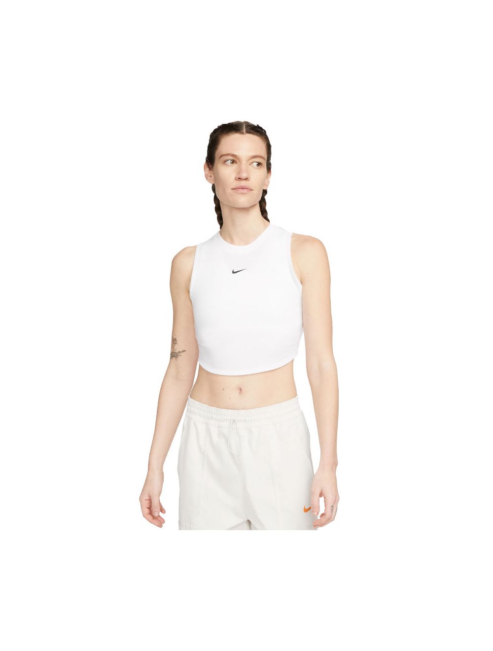 Shop Nike Sportswear Essentials Womens Ribbed Cropped Tank White